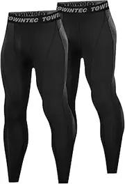 [Towintec] Men’s Compression Pants Running Tights Workout Leggings Cool Dry Base Layer for Training Basketball Sports Athletic Football Gym