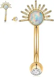[PEAKLINK] G23 Titanium Eyebrow Ring 16G Opal Rook Daith Piercing Jewelry Internal Threaded Curved Barbell Vertical Labret Lip Jewelry Small Belly Button Ring