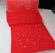 Jaclyn Smith Soft Red Colored Scarf & Hat Set w Crystals ** New w Tags **