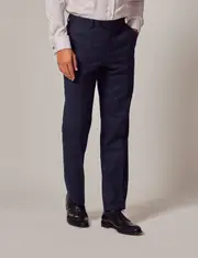 Hawes & Curtis Dark Blue Birdseye Wool Slim Fit Suit Trousers Size: 32" (EU 48)