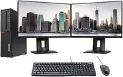Lenovo M910s SFF Bundle Desktop PC i5-6500 3.6GHz 480GB 8GB RAM + Dual 23" Monitor + Keyboard and Mouse (Renewed)