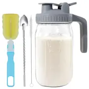Glass Mason Jar Pitcher - 32oz Breast Milk Pitcher with Pour Spout Lid Airtig...