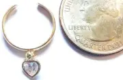 10KT SOLID GOLD DANGLING CUBIC ZIRCONIA HEART ADJ TOE RING - FREE SHIPPING!!