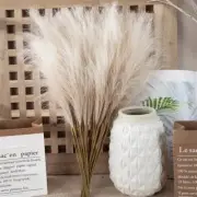 Blue Pampas Grass Bouquet – 10Pcs Boho Fake Flowers for Home Decor