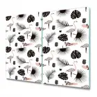 Glass Induction Ceramic Hob Cover Trendy Palm Branch and Flamingo 2x30x52