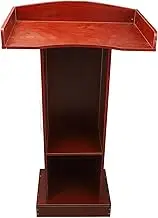 Podium Stand, Modern Wooden Classroom Lecterns & Podiums with Storage Shelf, Professional Presentation Podium for Classroom, Wedding, Church, Speech, Concert (Red Sandalwood Color)