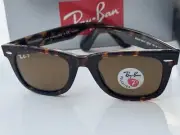NEW Ray-Ban RB2140 Original WAYFARER 902/57 Polarized Brown B-15 Sunglasses 50mm