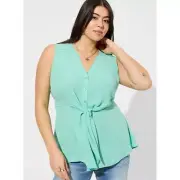NWT Torrid Peplum Georgette Button-Front Mint Tie-Front Blouse Top Size 2x