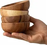 muso wood Wooden Dipping Bowls, 4 Pack Sauce Bowls, 2.5 oz Sauce Dish, Acacia Wood Sauce Bowls for Ketchup, Barbecue Sauce, Dressings, Appetizers