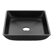 ANZZI Solstice Square Glass Vessel Bathroom Sink with Matte Black Finish