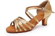 [Rosefinch] Women's Satin Latin Dance Shoes Professional Ballroom Salsa Practice Performance Dancing Shoes