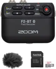 Zoom F2-BT Ultracompact Bluetooth-Enabled Portable Field Recorder w Rode Minifur