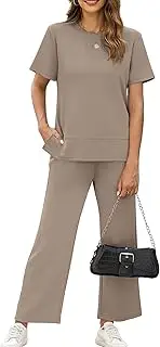 [XIEERDUO] Women's 2 Piece Lounge Set Fashion Travel Outfits Vacation Tracksuit Comfy Wide Leg Airport Loungewear S-3XL