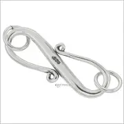 Large Antique Sterling Silver S Hook & Eye Clasp with Jump Ring #51855