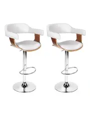 [Artiss] Selina Kitchen Swivel Bar Stool Set Of 2 Leather White