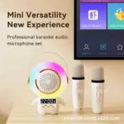 Portable Karaoke Machine with 2 Wireless Microphone Mini Bluetooth Astro Speaker