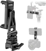 [NEEWER] Metal Phone Tripod Mount with Cold Shoe Mount NATO Clamp Compatible with DJI RS4 RS3 Pro RS2 RSC2 Gimbal Stabilizer, 180° Tilt Phone Clip Holder Compatible with iPhone 15 Pro Camera Cage, GA010