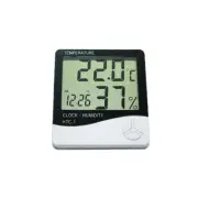 TECHTONGDA Indoor Digital LCD Display Temperature Humidity Meter Clock