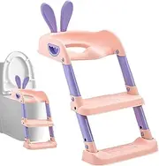 Toddler Toilet Seats, Foldable Potty Training Seat with Step Stool Ladder, Bathroom Accessories, Safe Potty with Anti Slip Pad for Kids (6 Months to 10 Years)