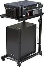 ﻿CPU Holder Height Adjustable PC Tower Stand, 2-Tier Movable CPU Holder Printer Stand, PC Case Stand with Caster Wheels for Home Offic PC Tower Stand