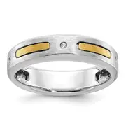 14k Two-tone Gold Men's Polished and Satin Diamond Complete Ring