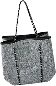 [Frediuo] Neoprene Bag for Women Beach Tote Bag with Inner Pocket Bag Large Capacity Handbag with Holes for Holiday Travel Outdoor Gym