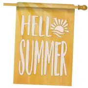 Hello Summer Yellow Large Decorative House Flag, Sun Sunshine Yard Garden