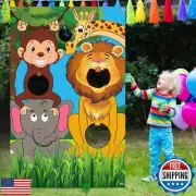 Tatuo Safari Animals Toss Games Banner with Bean Bags Jungle Wild Animals Bac