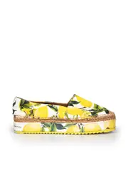 Lemon Print Platform Espadrilles