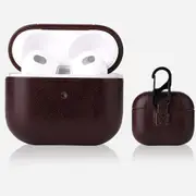 For AirPods 3rd Gen Case, PU Leather Smooth Texture, Protective Cover, Buckle, Coffee