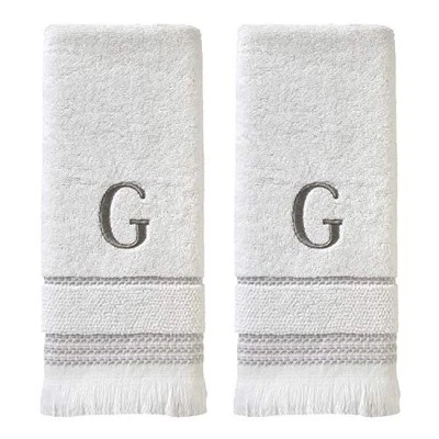 Casual Monogram 16x26, White 2 Count Hand Towel Set, G