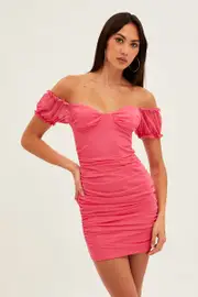 Pink Mesh Bodycon Mini Dress - Size 8, Women's Bodycon Dress