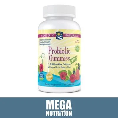 Nordic Naturals Probiotic Gummies Kids Merry Berry Punch Non GMO 60 gummies