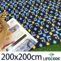 在飛比找蝦皮商城精選優惠-LIFECODE 菱格藍絨布防水野餐墊200x200cm 1