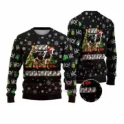 Xmas Pine Tree Cow Ugly Christmas Sweater BG