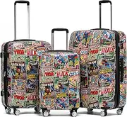 [Marvel] Set of 3 Cases - Retro Comic Hardside Luggage Set, Multicolor