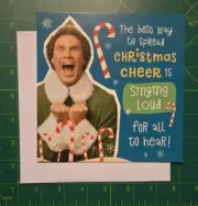 1x Buddy Elf Movie Sign Loud Christmas Holiday Greeting Card + Envelope