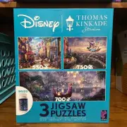 Disney Thomas Kinkade Puzzle 3 Pack Aladdin Mickey Minnie Rapunzel Tangled