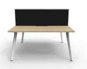 RAPIDLINE RAPID ETERNITY DOUBLE SIDED WORKSTATION With Screen 2 Person W1500 x D750 x H730mm (per user) Natural Oak Top White Frame