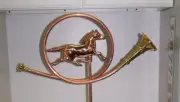 Beautiful copper HORSE & HORN weathervane, TOP ONLY FITS over a 3/8'' top rod