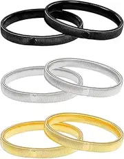 3 Pairs Anti-Slip Shirt Sleeve Holder, Sleeve Garter Stretchy Steel Wire Metal Armbands,Stretch Sleeve Garters 6pcs Arm Bracelet Black Gold Silver for Women Men