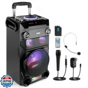 Pyle Portable Wireless Bluetooth Karaoke PA Loud Speaker - 8'' Subwoofer Soun