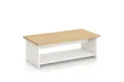 Rectangle Coffee Table Storage Shelf Home Living Room Office Oak and White