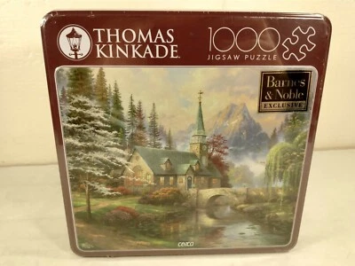 Thomas Kinkade Dogwood Chapel 1000 Piece Jigsaw Puzzle Tin ~ New ~ Sealed