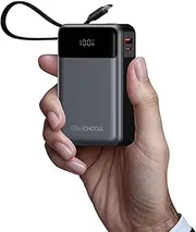 CHCCUL 65W Power Bank,20000mAh Laptop Portable Charger with Built-in USB-C Cable,3-Port PD Battery Pack,LED Display Powerbank for MacBook Dell XPS iPad iPhone15 16 Samsung, AirPods, Pixel 9 and More