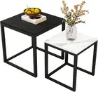 Coffee Table Set of 2, Square Modern Nesting Table Industrial Style End Tables S