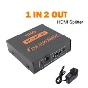 4K* 2K HDMI Splitter Expansion 1 In 2 Out Video Duplicator Full HD + 5V/2A Power
