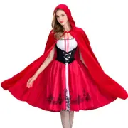 1X(Women'S Gothic Red Riding Hood Costume Hooded Cloak Christmas Halloween2836