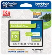 Brother 1/2" (12mm) White on Lime Green P-touch Tape for PT9400, PT-9400 Printer