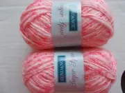 Sundance Sugar Spun wool blend baby yarn, Fruit Punch, lot of 2 (114 yds ea)